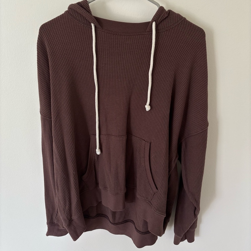 Aerie brown waffle hoodie women’s M